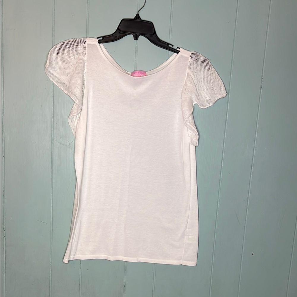 Lilly Pulitzer White Puff Sleeve Cap T-Shirt
